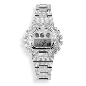 Stainless Steel Digital Iced Out Watch